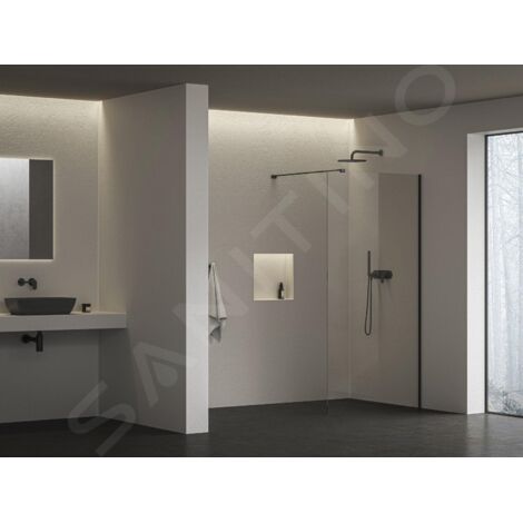 Ravak Walk-In - Paroi de douche Walk-In, 90x200 cm, noir/verre clair GW9W70300Z1C (1/4)