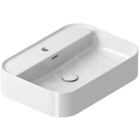 Ravak Ceramic - Vasque à poser sur plan, 6x4 cm, avec trop-plein, un trou pour robinetterie, blanc XJX01155005 (1/5)