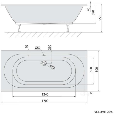 Polysan Baignoires - Baignoire 170x80 cm, blanc 71745