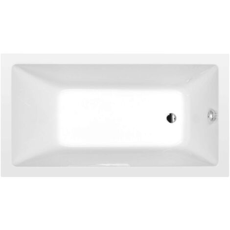 Baignoire rectangulaire 160x80 cm acrylique blanc – Encastrable pour mur – Évacuation pieds – Trop-plein – 71722 – Polysan