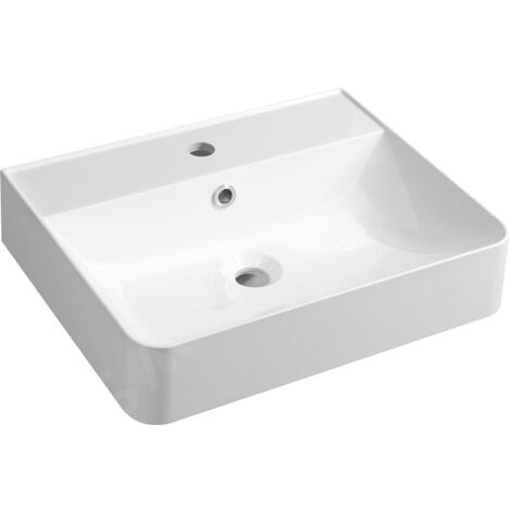 Sapho - Lavabo 50x40 cm, avec trop-plein, trou pour robinetterie, blanc KV050 (1/4)