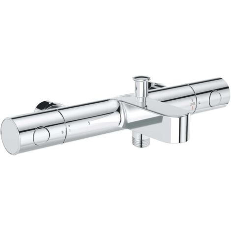Grohe – Mitigeur thermostatique de baignoire chrome – Finition inox – Régulation thermostatique quasi-instantanée – 34770000