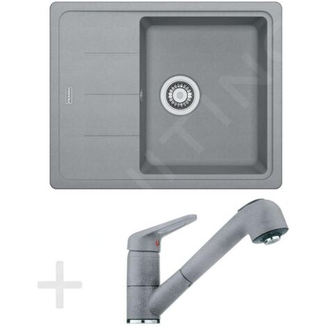 Franke - Set de cuisine G55, évier en granit BFG 611-62, pierre grise + robinet FC 9547, pierre grise 114.0323.821 (1/5)