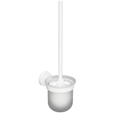 Sapho X-Round - Brosse WC murale avec support, verre mat/blanc XR303W (1/2)