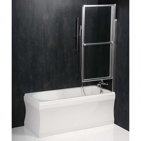 Polysan Olbia - Paroi de baignoire pneumatique 123 cm, aluminium poli/verre clair 30317
