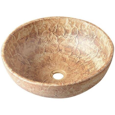 Sapho Priori - Lavabo en céramique, diamètre 42 cm, marron avec motif PI010