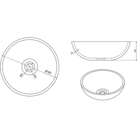 Sapho Priori - Lavabo en céramique, diamètre 42 cm, marron avec motif PI010