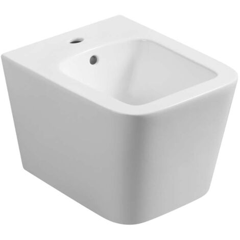 Kielle – Bidet suspendu blanc avec trop-plein et trou pour robinetterie – Dimensions 510 x 360 mm – Fixation cachée – 30311000