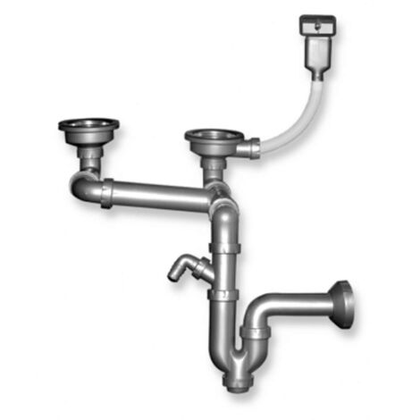 Novaservis Siphons - Siphon pour évier double 89 mm sans trop-plein, plastique NSP620 (1/2)