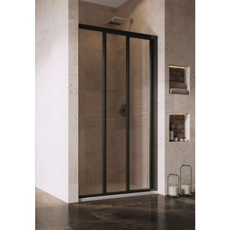 Ravak Supernova - Porte de douche en trois parties ASDP3-100, 97-101 cm, noir/verre clair 00VA03R2Z1 (1/5)