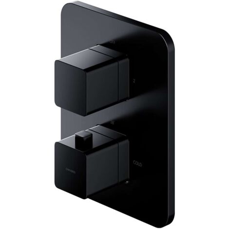 OMNIRES Parma - Mitigeur thermostatique à encastrer, 2 sorties, avec corps d’encastrement, noir mat PM7436BL (1/3)