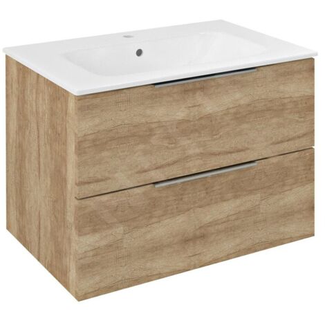 Sapho Cirasa - Meuble-lavabo 70x52x46 cm, 2 tiroirs, chêne Alabama CR701-2222