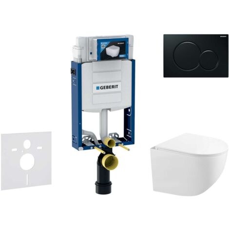 WC suspendu silencieux Geberit Kombifix plaque Sigma01 noire anti-bruit