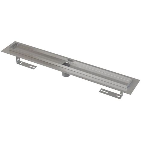 Alca - Caniveau de douche 75 cm, avec rebord pour grille perforée, sans bouchon anti-odeur, inox APZ2001-750 (1/2)
