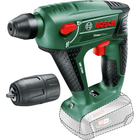 Perceuse à percussion sans fil Bosch Uneo Maxx (sans batterie, système 18 volts, avec adaptateur à tige ronde, jeu de 8 forets et embouts, diamètre de perçage dans le béton 10 mm) (1/5)