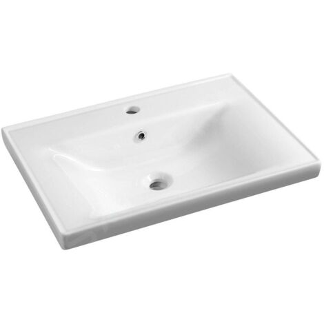 Aqualine Sava - Lavabo 700x460 mm, avec trop-plein, trou pour robinet, blanc 2070