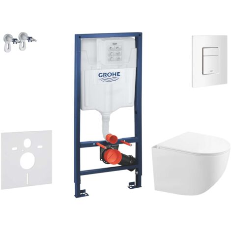 Grohe Rapid SL - Set bâti-support, cuvette compacte Gaia abattant SoftClose, plaque de déclenchement Skate Cosmopolitan, blanc alpin SANI11BA3103