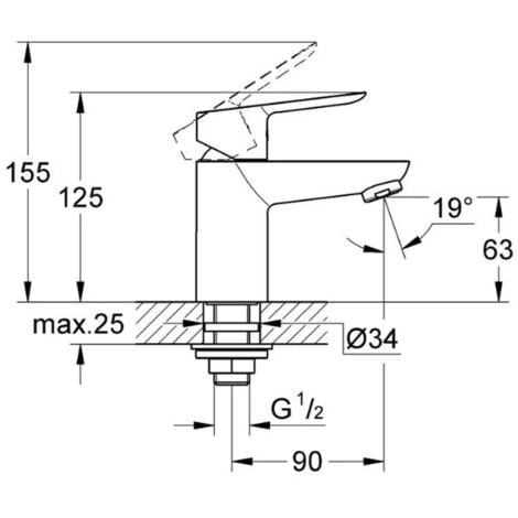 Grohe BauEdge - Robinet de lavabo, chrome 32861000