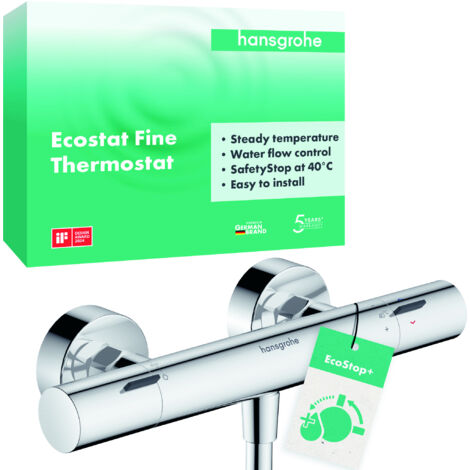 Hansgrohe – Mitigeur thermostatique de douche chrome – Arrêt de sécurité à 40 °C – Débit 17 l/min – Cartouche thermostatique – 13324000