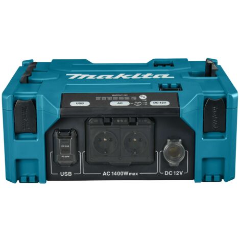 Makita – Transformateur de courant 1400W BAC01 – Convertisseur 230V avec 2 prises 230V et 2 USB – Idéal pour chantiers et loisirs en extérieur