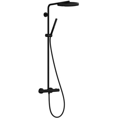 Hansgrohe Pulsify S Puro - Set de douche avec thermostat, diamètre 26 mm, 1 jet, noir mat 24222670