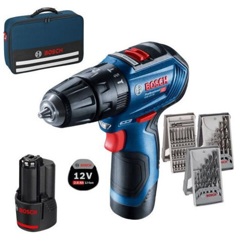 Bosch - Perceuse-visseuse sans fil 12 V avec accessoires, 2 batteries Li-lon 2,0 Ah, avec accessoires, chargeur 06019G9101 (1/3)