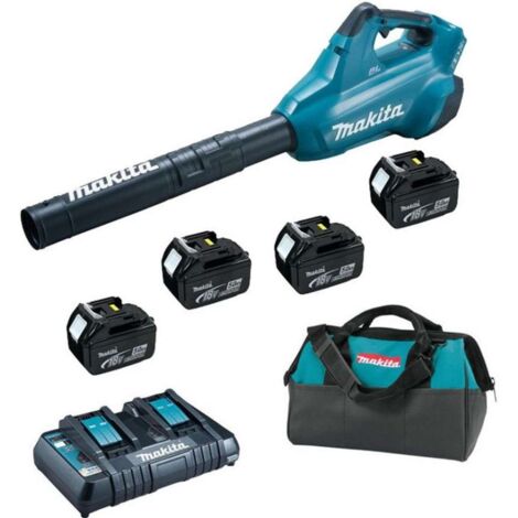 Makita – Souffleur à batterie 18V avec 4 batteries 5,0Ah – Débit max 798 m3/h – Vitesse de l'air 194 km/h – DUB362PT4X