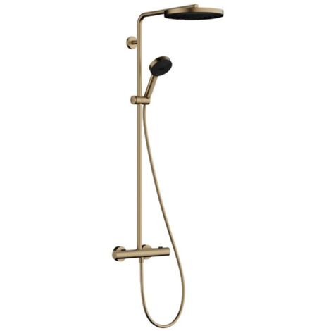 Hansgrohe – Système de douche thermostatique Pulsify S Puro 260 mm – Douche de tête avec 3 types de jets – Flexible 1600 mm – Finition bronze brossé