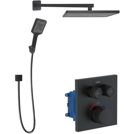 kielle Arkas I - Mitigeur thermostatique encastré, 2 sorties, avec accessoires et corps d’encastrement, noir mat 20611SPT44 (1/5)