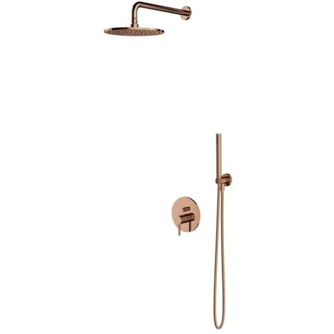 Otitec – Colonne de douche encastrée cuivre – Mitigeur 2 sorties – Douche de tête diamètre 254 mm – Traitement EasyClean – Anti-Scale