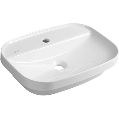 Sapho Infinity - Lavabo 55x40 cm, sans trop-plein, trou pour robinetterie, blanc 10NF50055 (1/5)