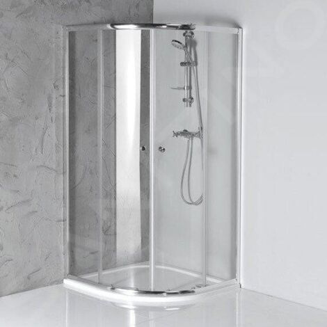 Aqualine – Cabine de douche quart de rond 90x90 cm – Verre clair de sécurité 4 mm – Ouverture coulissante – Chrome – HLS900Y (1/5)