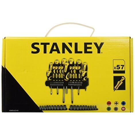 Stanley – Jeu de 57 clés à douille et tournevis – Acier au chrome vanadium – Poignées bi-matière – Organisateur mural inclus - STHT0-62143