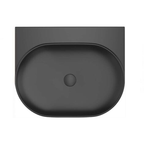 Ravak Yard - Lavabo 61x50 cm, sans trop-plein, sans trou pour robinet, noir mat XJX0D060000 (1/5)