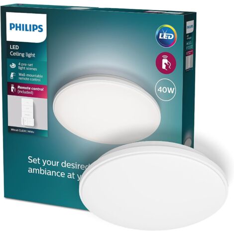 Philips - Plafonnier LED, diamètre 48 cm, 40 W, intensité variable, avec télécommande, blanc 929003317001 (1/10)