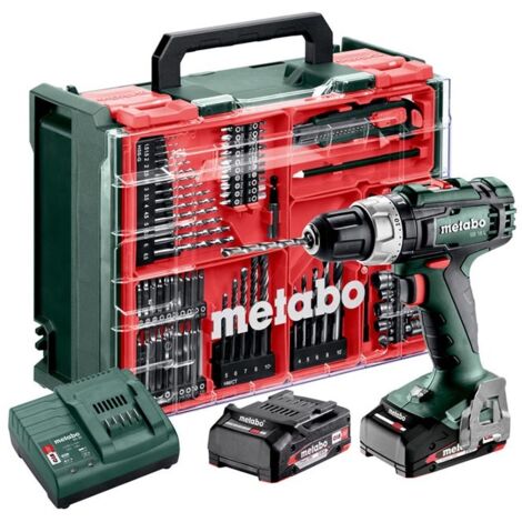 Metabo - Perceuse-visseuse à percussion sans fil 18 V avec accessoires, 2 batteries 2,0 Ah Li-Power, chargeur 614053710 (1/5)