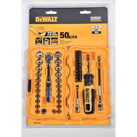 Dewalt – Set de 50 embouts et douilles – DWMT81610 – Acier forgé anticorrosion – Pour cliquet 1/4' – Accès facile dans espaces restreints - DWMT81610-0