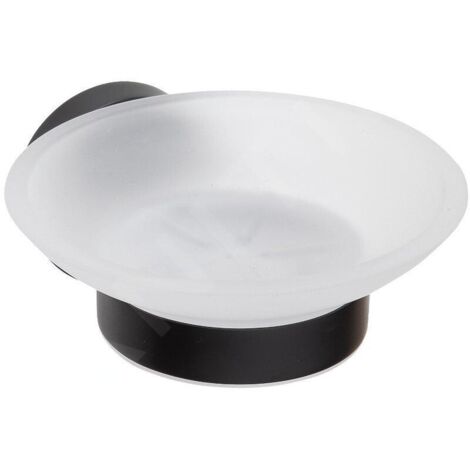 Sapho X-Round - Porte-savon avec support, verre dépoli / noir XR803B (1/2)