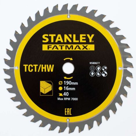 Stanley Accessoires - Lame de scie à bois 190x16 mm, 40 dents STA13365-XJ