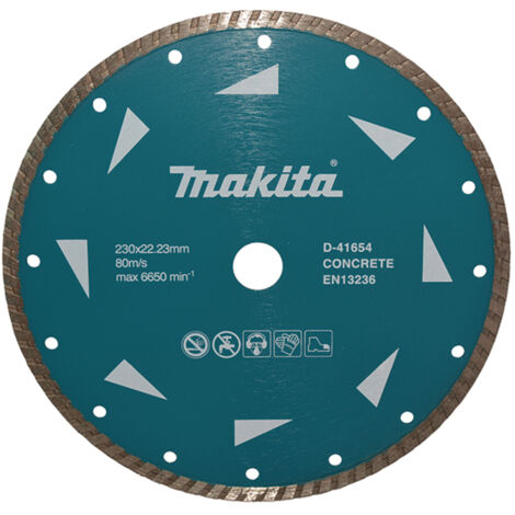 Makita – Disque diamant 230mm D41654 – Pour béton armé – Diamètre alésage 22,23mm – Épaisseur 3,1mm – Hauteur segment 7mm