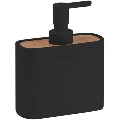 Sapho Accessoires de salle de bains Gedy - Distributeur de savon Ninfea à poser, noir/bambou 138014 (1/5)