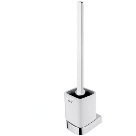 Nimco Nikau - Brosse de toilette murale avec support, céramique blanche/chrome NK 30094KN-HR-26 (1/2)
