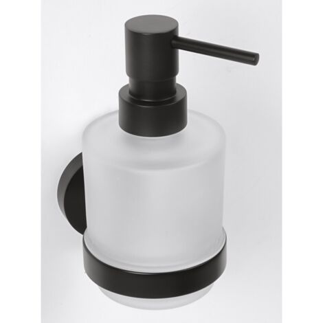 Sapho X-Round - Distributeur de savon avec support, verre mat / noir XR103B (1/5)