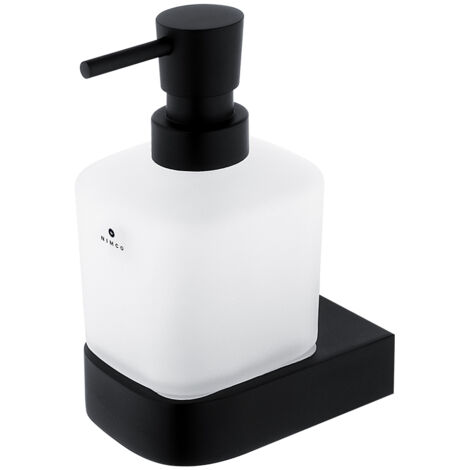 Distributeur De Savon Verre Satiné, Avec Fixation Noire Mate, Nikau Nimco (1/3)
