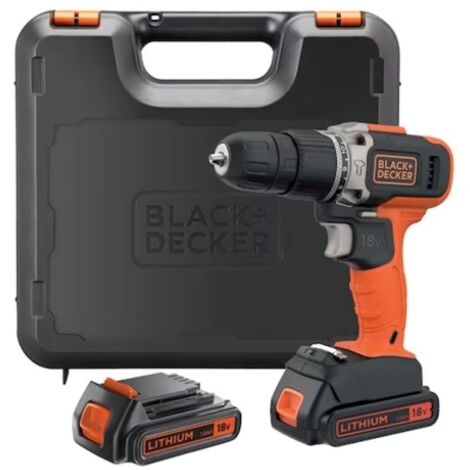 BLACK+DECKER Outillage - Perceuse à percussion sans fil 18V, 2 batteries Li-Ion 1,5 Ah, chargeur BCD003C2K-QW (1/2)