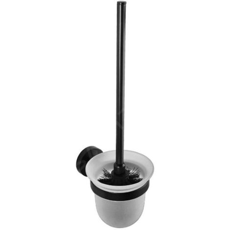 Sapho X-Round - Brosse WC murale avec support, verre mat/noir XR303B (1/2)