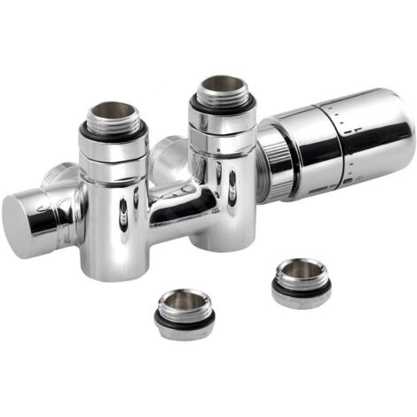 Sapho Twin Combi - Jeu de raccordement thermostatique, raccordement central 50 mm, version droite, chrome CP5010S (1/4)