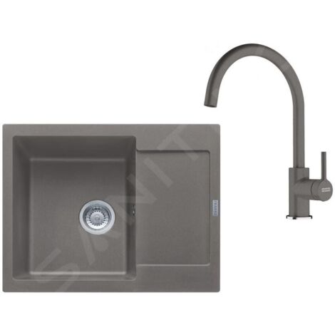 Franke - Set de cuisine G275ŠK, évier en fragranit MRG 611-62 + robinet FC 6018.084, gris pierre 114.0700.793 (1/4)