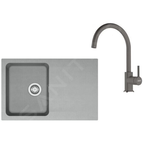 Franke Colonnes - Set de cuisine T119Š, évier en tectonite OID 611-78 + robinet FN 6018.084, gris / gris pierre 143.0687.376 (1/4)