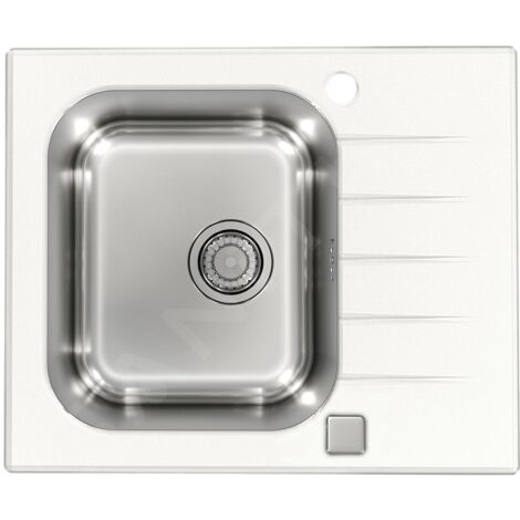 Alveus Altone - Évier 600x500 mm,avec commande de vidage, verre blanc / inox 1130525 (1/2)